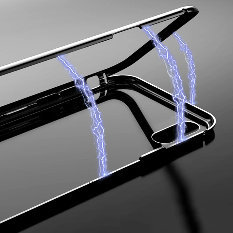 YAGOO Magnetic Adsorption phone case for iphone X 7 plus metal frame cover tempered glass 8 luxury fundas |