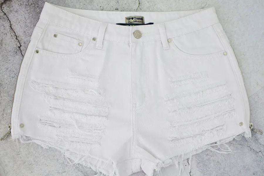 Женские рваные джинсовые шорты LOGAMI на молнии пляжная одежда с вышивкой в виде