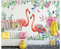 beibehang modern minimalist classic fashion stereo papel de parede 3d wallpaper flamingo personality childrens room background