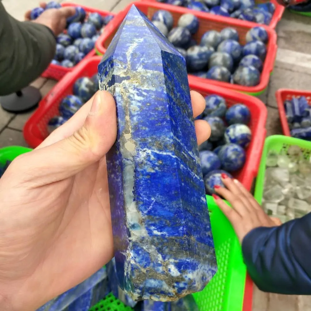 

Big natural lapis lazuli wand point reiki meditation for home decoration clear negative energy
