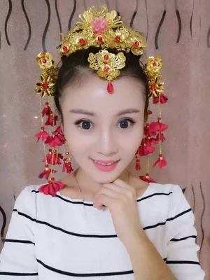 Китайский традиционный свадебный головной убор длинный красный цветок Кисточки