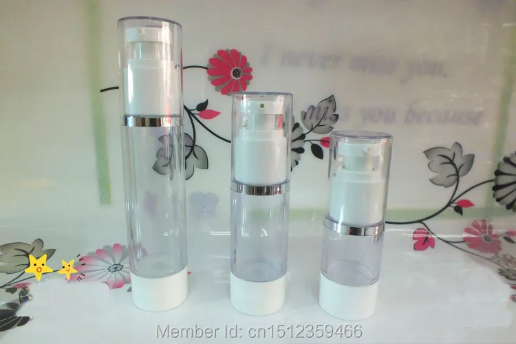 

15ML 30ML 50ML Transparent Bottle With Round Mouth Silver Cap Gold Cap And Transparent Cap ,Plastic Cosmetics Packaging,20Pieces