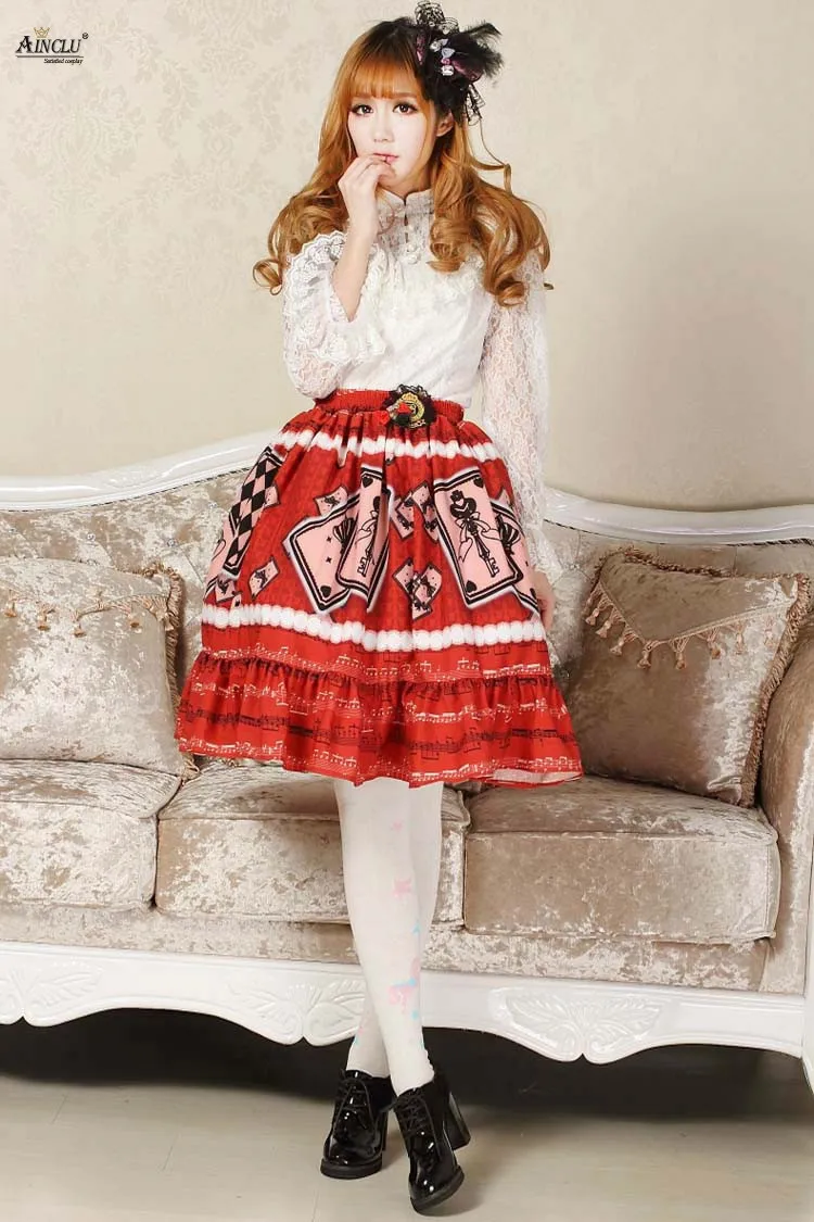 Милое красное платье принцессы в японском стиле женские кружевные юбки