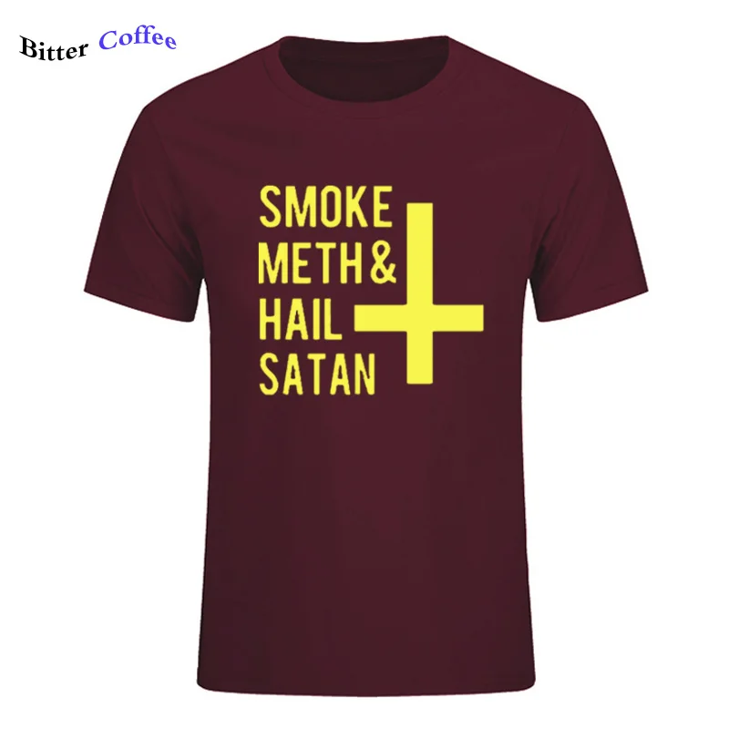 19 Новое модное платье с принтом дым мет и с надписью «Hail satan» Перевернутый крест забавная футболка с рисунком, хлопковая футболка с короткими рукавами, футболка с длинными рукавами размера плюс, модные футболки, топы - Цвет: 19