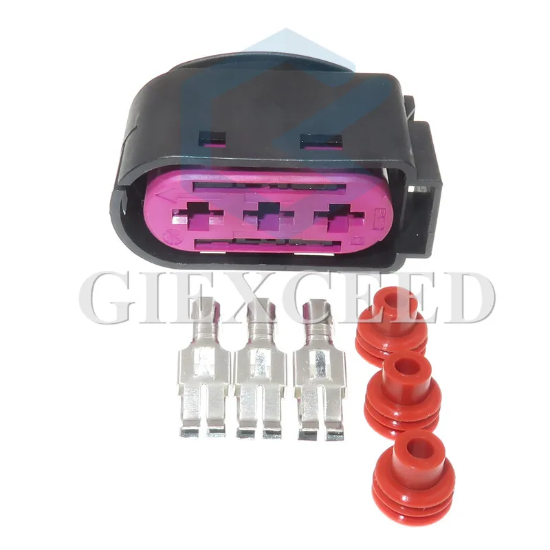 2 Sets 3 Pin 1J0 937 773 Car Fuse Box Connector Plug Female Sealed Waterproof Sutomotive Cable Socket 1J0937773 For VW Audi
