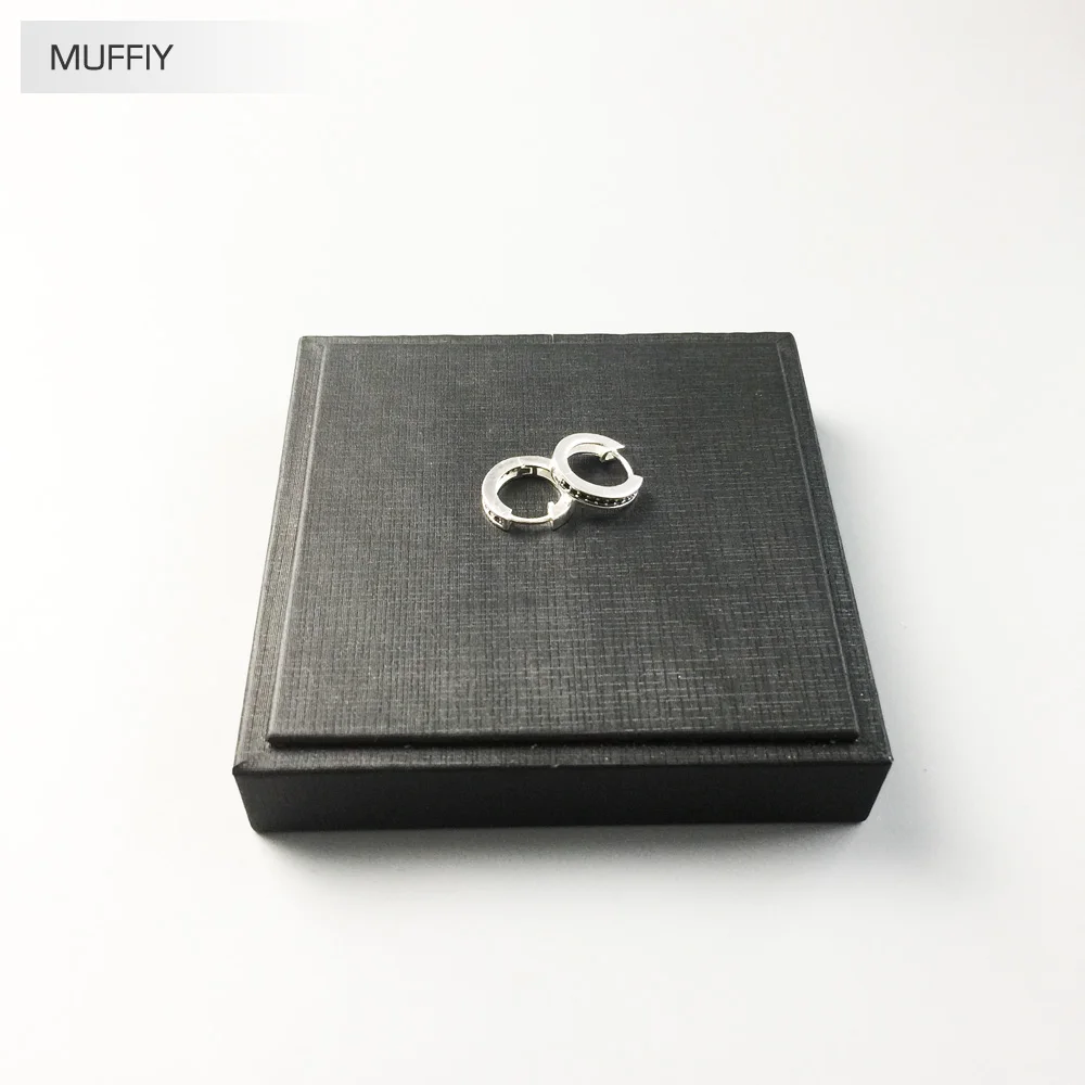 Серьги кольца на петлях с черным креольским закреплением Европейская мода