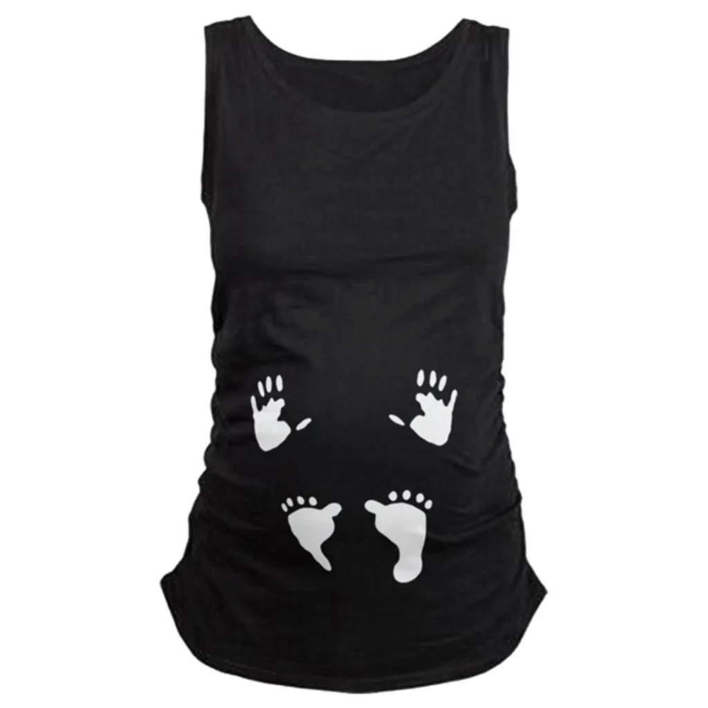 2019 Summer Maternity Blouse Cute Print O-Neck Sleeveless Pregnant Tops Vest Women Pregnancy Shirts Ropa Embarazada | Мать и ребенок