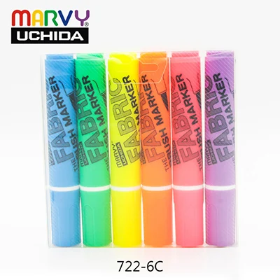 6C Marvy 722 Мягкая головка свитер Маркеры Ручка 6 шт. набор граффити ткань спиртовые Чернила Кисть водостойкая одежда маркер Pe - Цвет: 6C