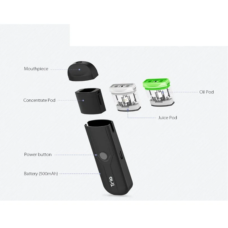 Комплект Vape YOCAN TRIO 3 в 1 комплект испарителя с аккумулятором 500 мАч 0 мл Pod для CBD сока