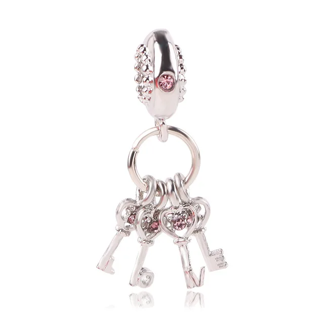 AIFEILI Fit Pandora Серебро 925 Микки браслет розовый шарик ожерелье оригинальная Подвеска подарок цвет Мода синий для женщин G