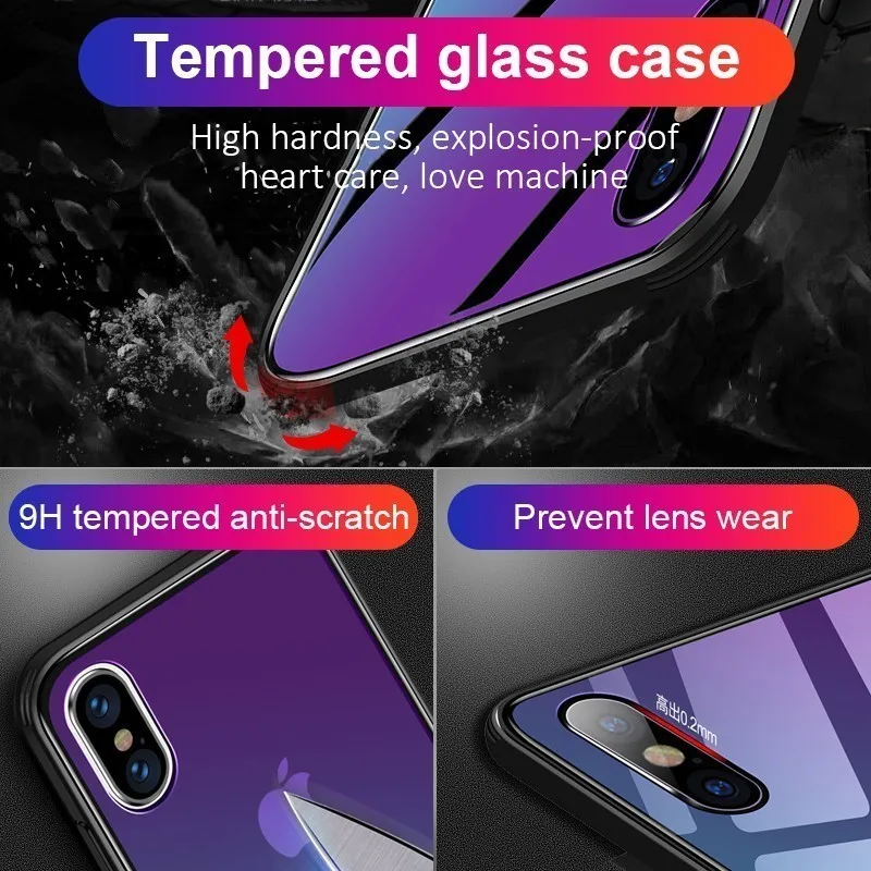 Роскошный брендовый чехол для Iphone 7 XS Max XR 6S 8 6 Plus градиентная закаленная задняя