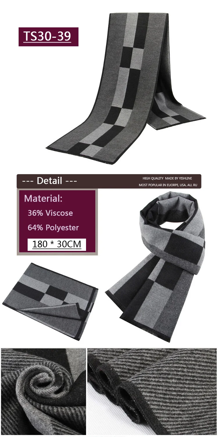 YISHLINE, модные, 180X30 см, Толстые мужские шарфы, зимние, мягкие, мужские, кашемировые, вискозные, с кисточками, шарф, модальный, подарок для отца и мужчины