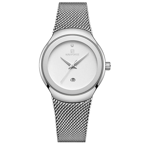 Silver White NAVIFORCE, женские часы, Лидирующий бренд, Роскошные, нержавеющая сталь, женские часы, женская мода, кварцевые часы, Reloj Mujer, Relogio Feminino - Цвет: Silver White