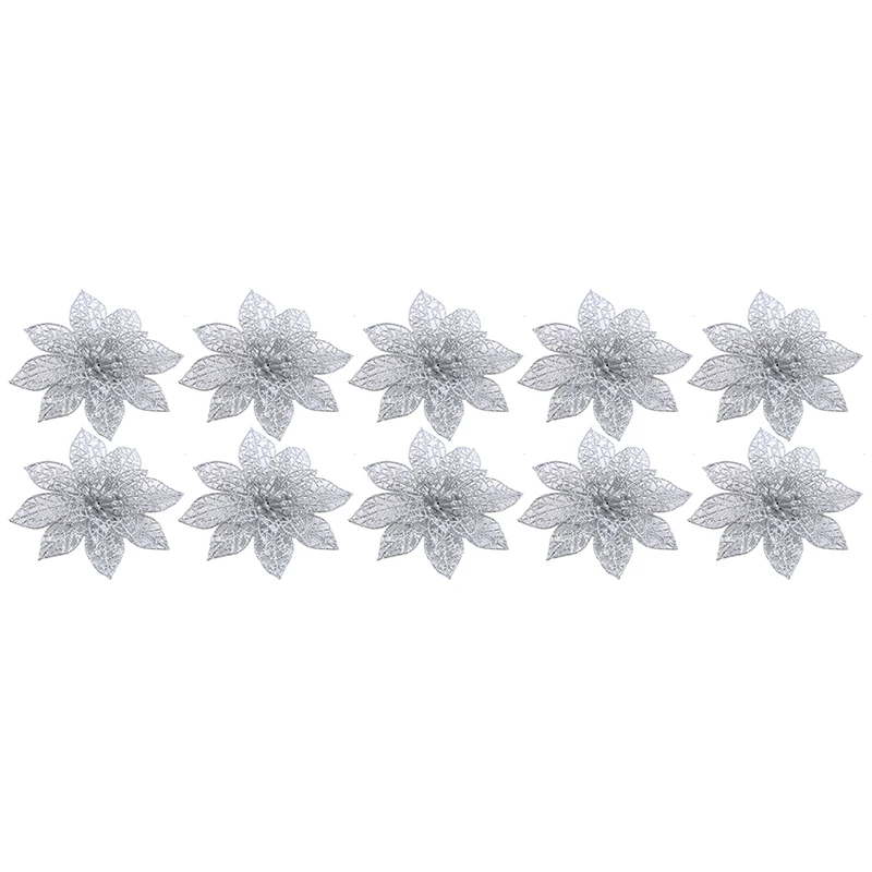 10 штук упак. блестящие Искусственные цветы к Рождеству украшения для дома