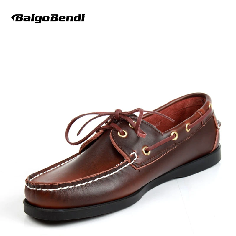 US 6-12 Big Size 45 Genuine Leather Men's Slip-on Tassel Loafers Young Man Casual Moccasin Driving Car Boat Shoes