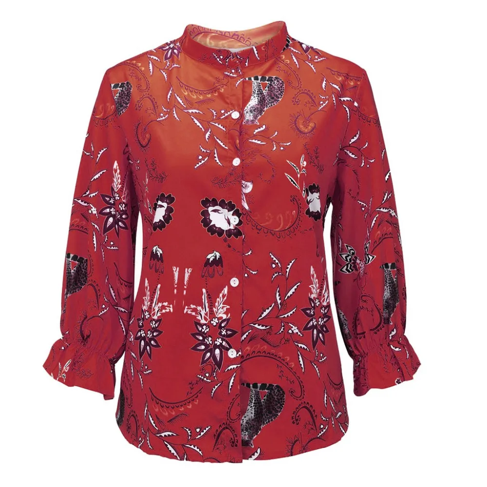 Женская Повседневная рубашка с принтом блузка на пуговицах рукавом в виде