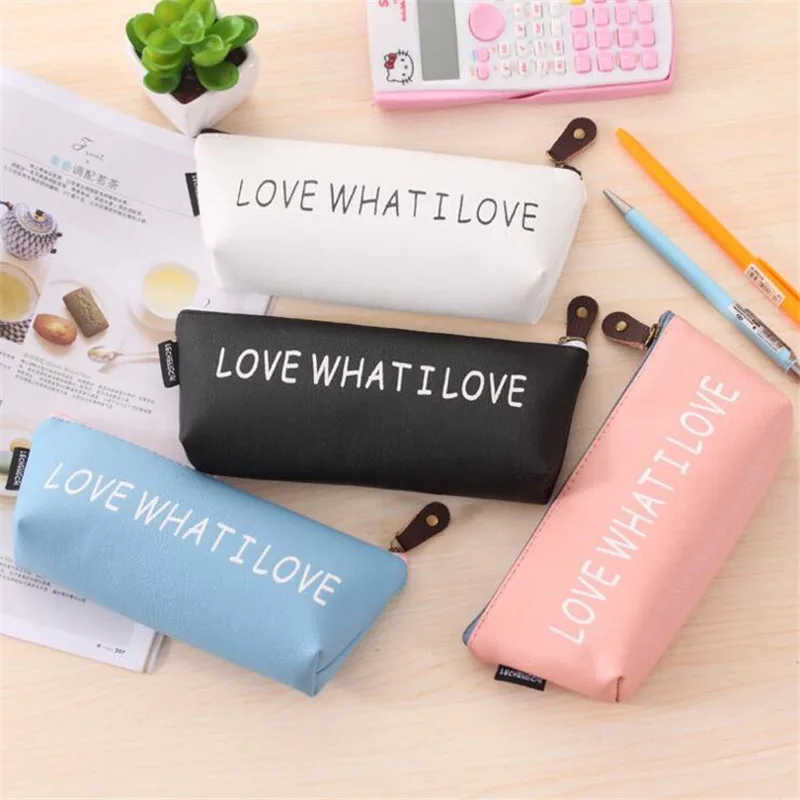 Love What I пенал милый Kawaii PU Сумка для карандашей пакет Канцтовары хранения офисные