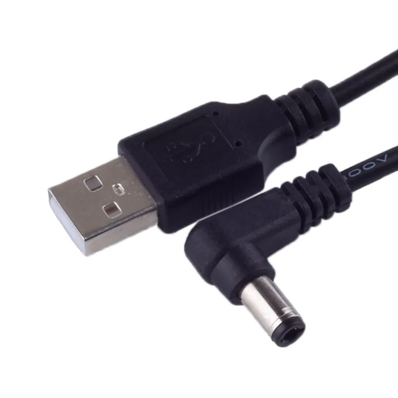 Разъем питания постоянного тока USB преобразует в 5,5*2,5 мм/DC 5,5x2,5 Белый Черный l-образный прямоугольный разъем с разъемом шнура usb-кабель - Цвет: Black L Shape