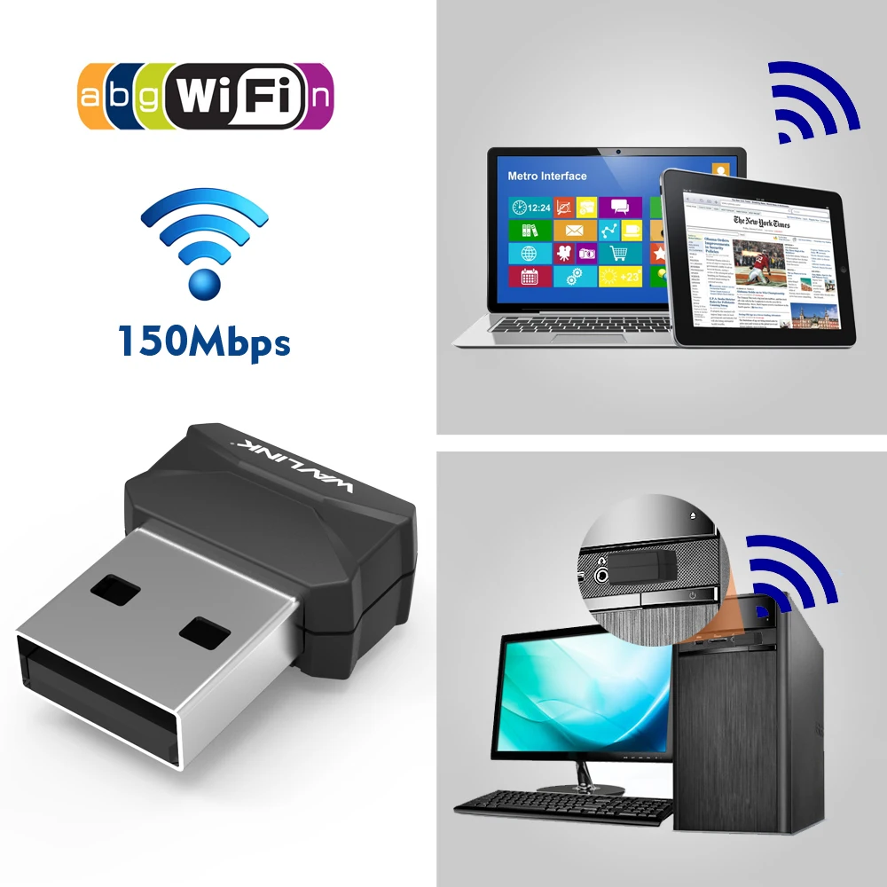 Беспроводной USB Wi Fi адаптер Wavlink 150 Мбит/с 2 4 ГГц 802.11n|Сетевые карты| |