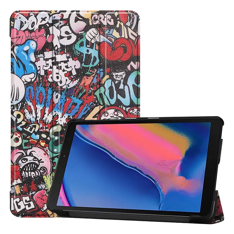 Graffiti Чехол для samsung Galaxy Tab A, 8,0 дюймов, S, ультра тонкий кожаный чехол с магнитной подставкой для Galaxy Tab, SM-P200, SM-P205, Funda - Цвет: Graffiti