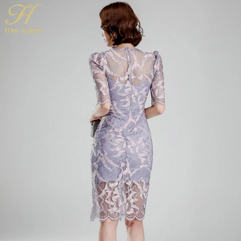Женское кружевное платье-карандаш H Han Queen сексуальное ажурное Прозрачное платье