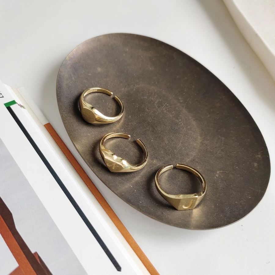 Персонализированное кольцо из стерлингового серебра Taylor Signet для средней фаланги