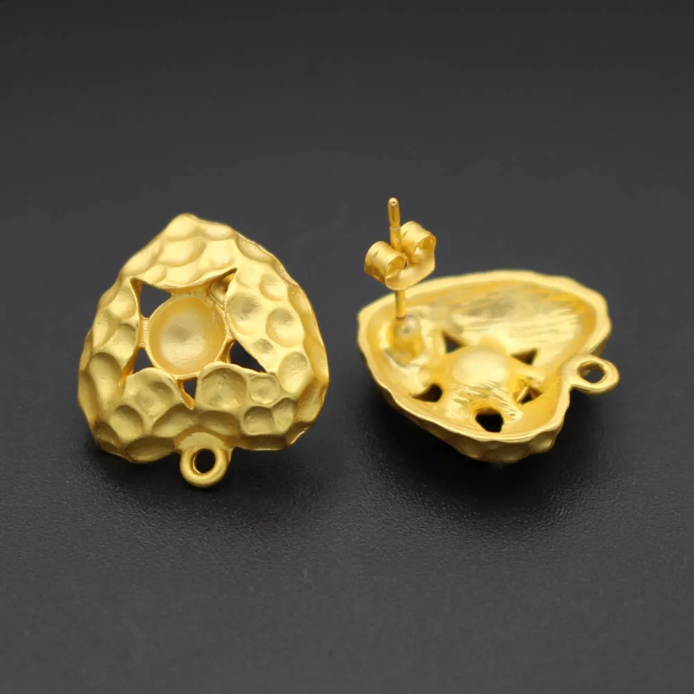 gold matte Серьги-столбы соединители Linker Висячие на качественном матовом золотом серебряном цвете металл, сердечки DIY женские серьги делая 5 цветов - Цвет: gold matte