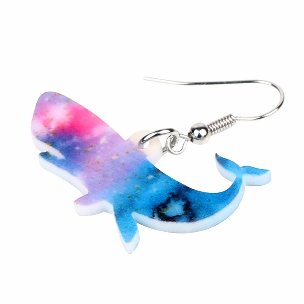 Женские акриловые серьги в виде Кита Bonsny большие длинные капель с синими