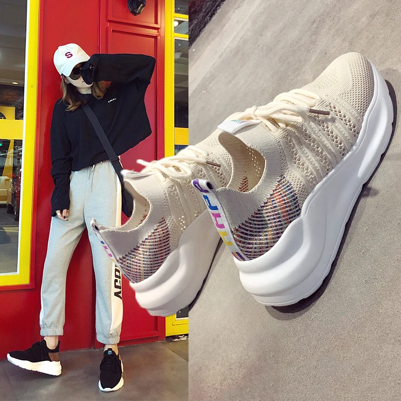 Кроссовки женские сетчатые дышащие на шнуровке Повседневная Удобная обувь для