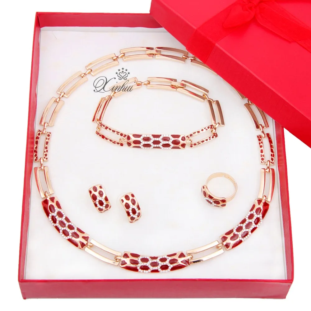 Новая Мода Позолоченные комплект Ювелирных Изделий Женщины Костюм Партии