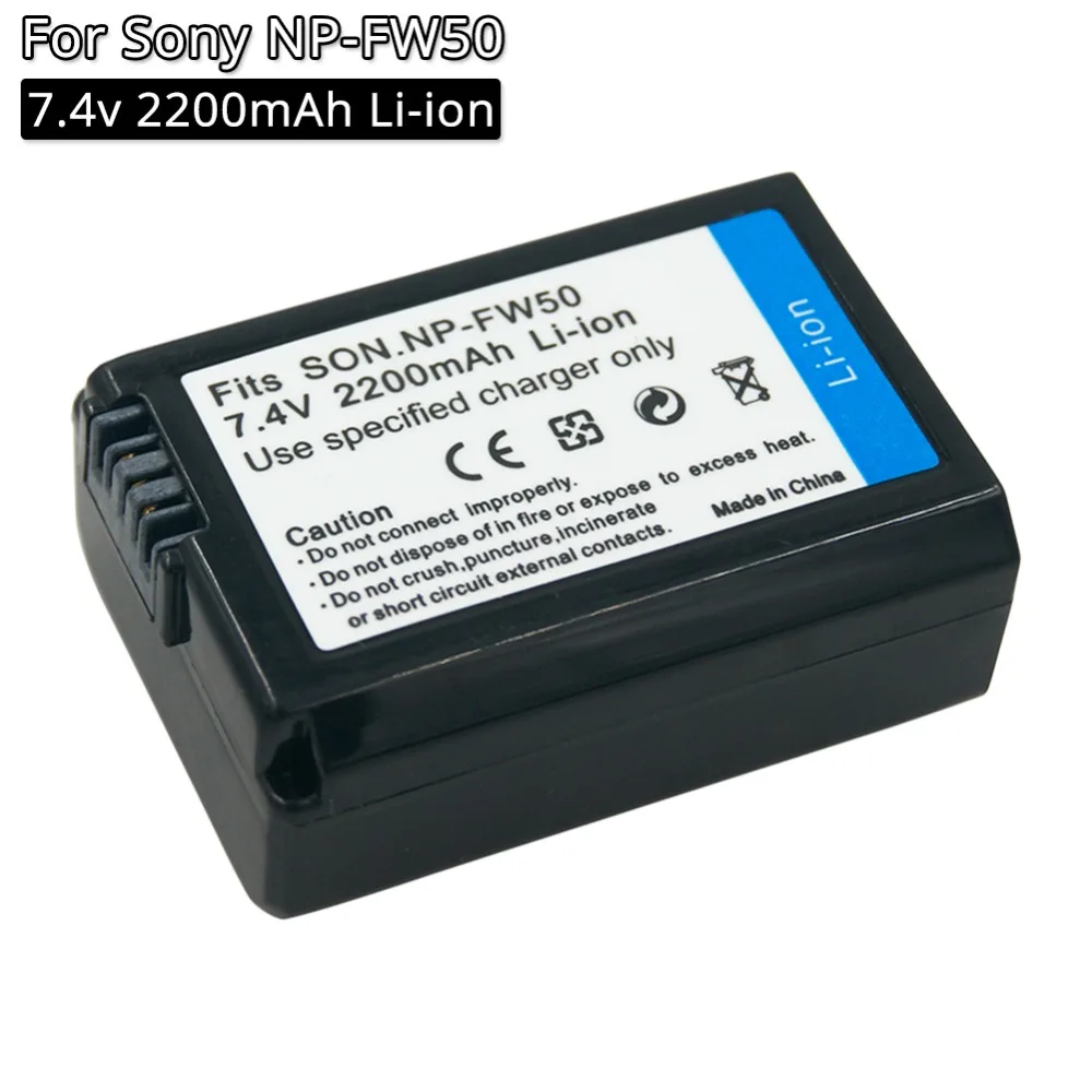Камера Батарея NP FW50 NPFW50 7 4 V 2200mAh перезаряжаемые цифровой для Sony NEX 5 6 5R A55 A33 A7 A7R