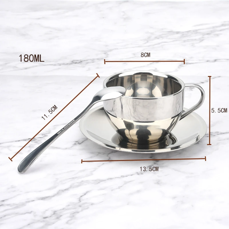 1 шт. Европейский нержавеющая сталь чашка кофе набор двойной кофейная с блюдцем