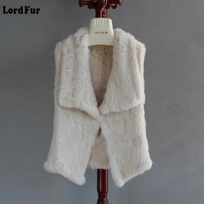 (TopFurMall) женский модный натуральный вязаный жилет из кроличьего меха с отложным