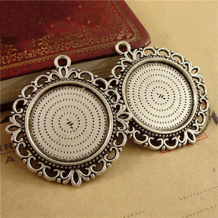 6pcs  Necklace Pendants Setting Cabochon Cameo Base Tray Bezel Blank Fit 25mm Cabochons Jewelry Making Findings