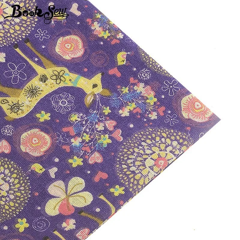 Booksew фиолетовая хлопчатобумажная льняная ткань хозяйственная с животным