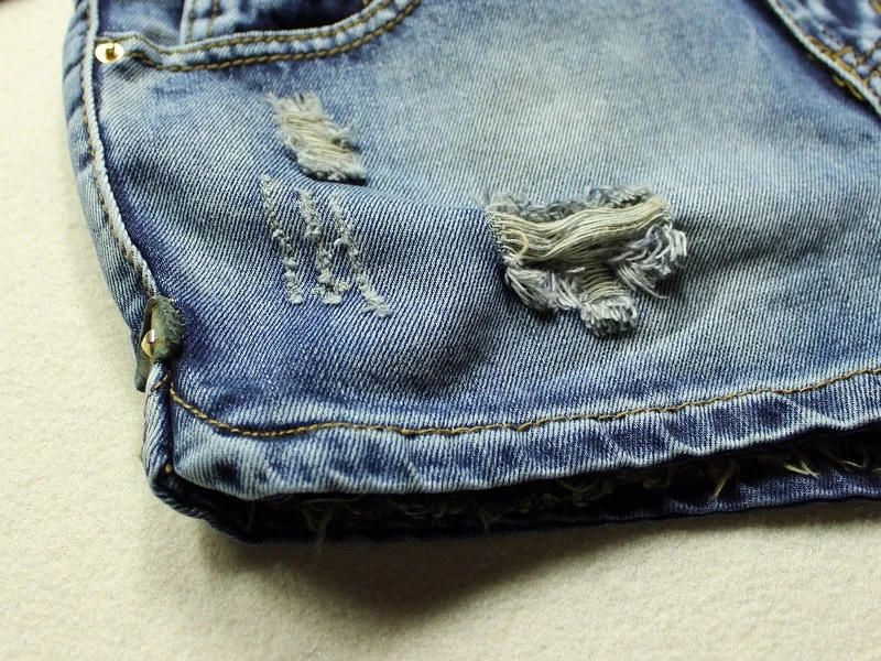 Женские джинсовые шорты с заниженной талией Синие рваные прямые джинсы из 2020