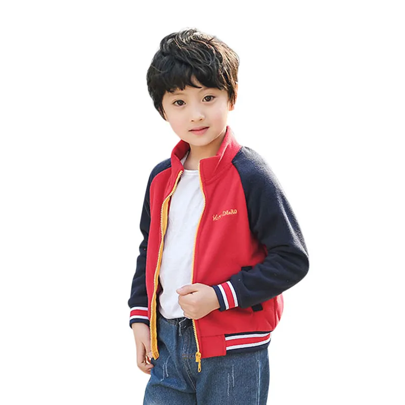 2018 Новый стиль детская зимняя одежда Дети для маленьких мальчиков флисовая куртка сшитая внакрой Бейсбол