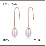 PAG& MAG горячая Распродажа, очаровательное 925 пробы Серебряное геометрическое CZ проложенное пресноводным жемчугом серьги-капли для женщин Классические Вечерние