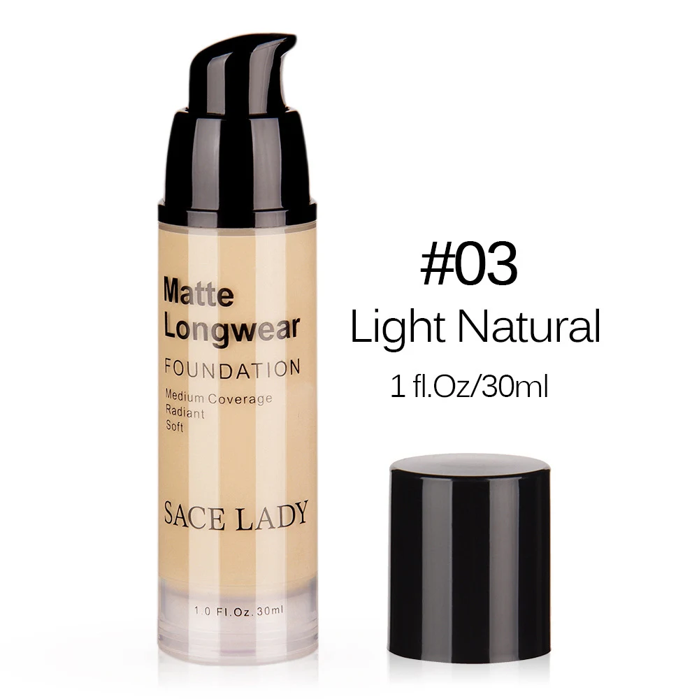 9 Light Natural 30ml SACE LADY тональный крем для лица база макияж профессиональный матовый макияж Жидкий консилер водонепроницаемый бренд натуральная косметика - Цвет: 9 Light Natural 30ml