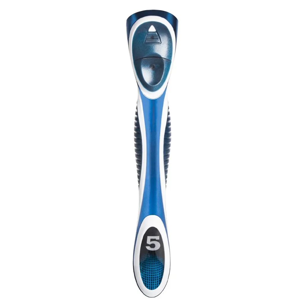 Фото Бритва для мужчин QShave Blue, с возможностью нанесения вашего имени на ручку, 1 рукояткой и 6 картриджами (5 лезвий X3, 1 лезвие X5, 1 ручка) №3