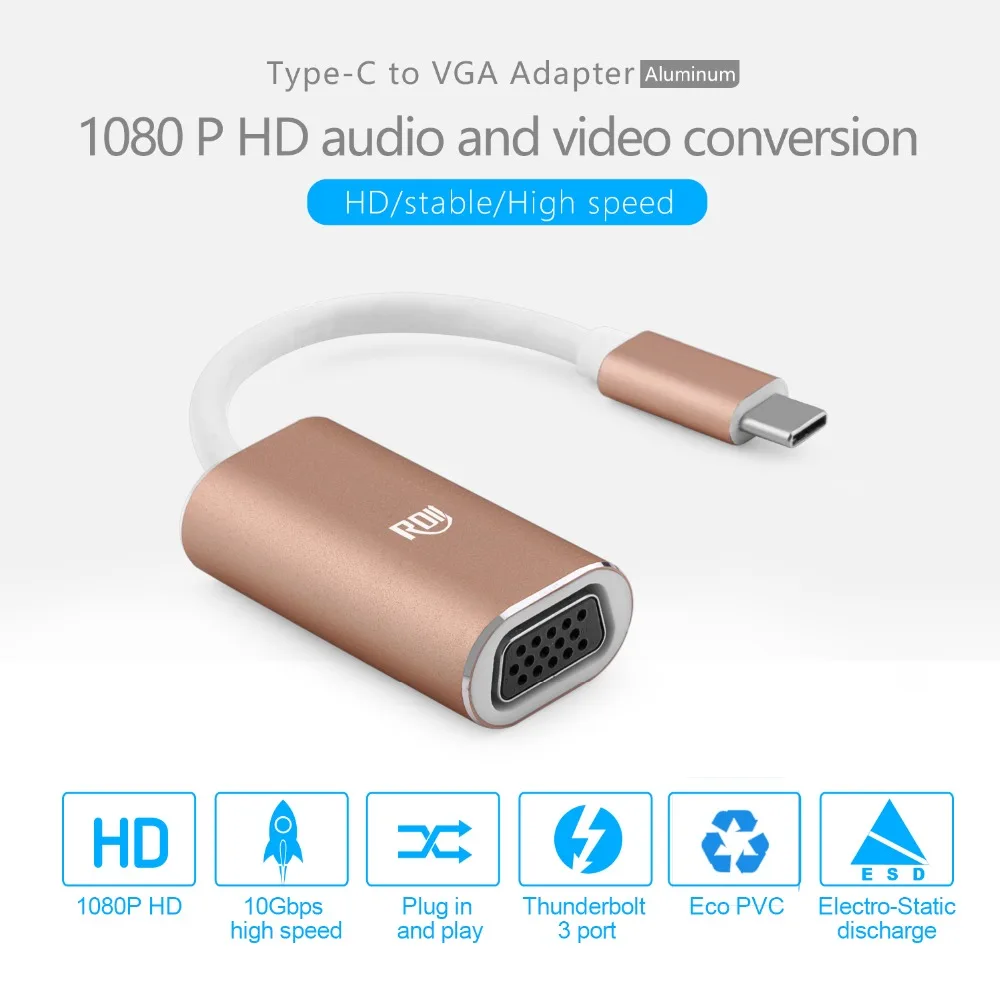 Новый USB3.1 USB c Тип C адаптер VGA для MacBook Pro microsoft Lumia 950XL/950 Huawei matebook Chromebook|adapter for