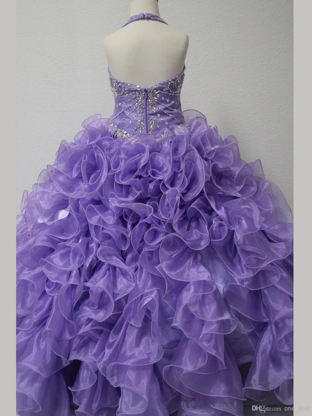 Halter Ruffle Actual Image Organza Beaded Lovely Girl's Pageant Real Sample Dresses Floor Length Glitz Flower Ball Gowns | Свадьбы и
