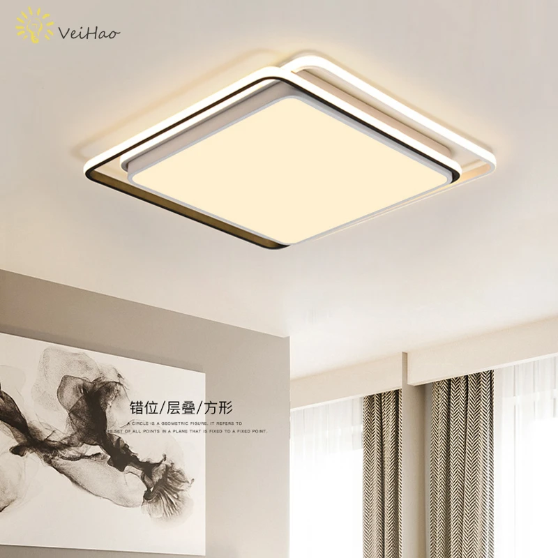 Современная светодиодная Люстра для умного дома квадратная лампа черного и