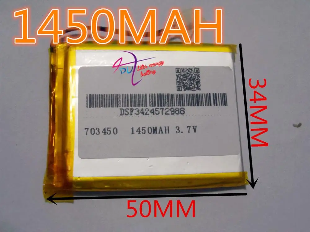 Дешевый MP3 аккумулятор 1450mah 3 7 V литий-полимерный 703450 073450 GPS мобильный | Электроника