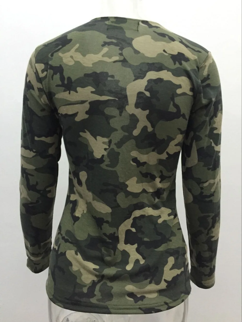 

OMILKA Long Sleeve Shirt Women 2017 Autumn Lace Up Camouflage Printed T Shirt Casual Green Gray Harajuku Club Party T Shirt