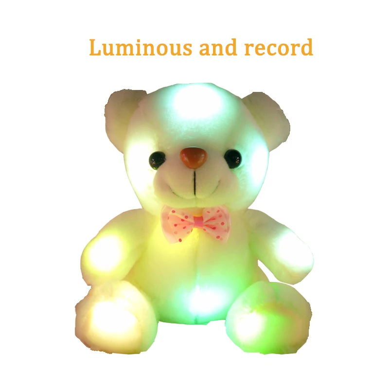 Luminous and record 23 см 12 секунд Запись красочные светящиеся плюшевые детские игрушки Подушка светодиодный fil светодиодный милый плюшевый медведь Рождественский подарок для девочки - Цвет: Luminous and record