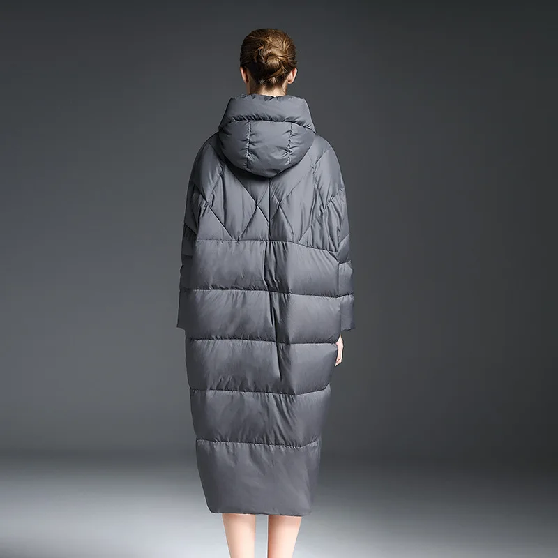 Европейская мода 2017 зимняя куртка для женщин х длинный свободный стиль пуховик с