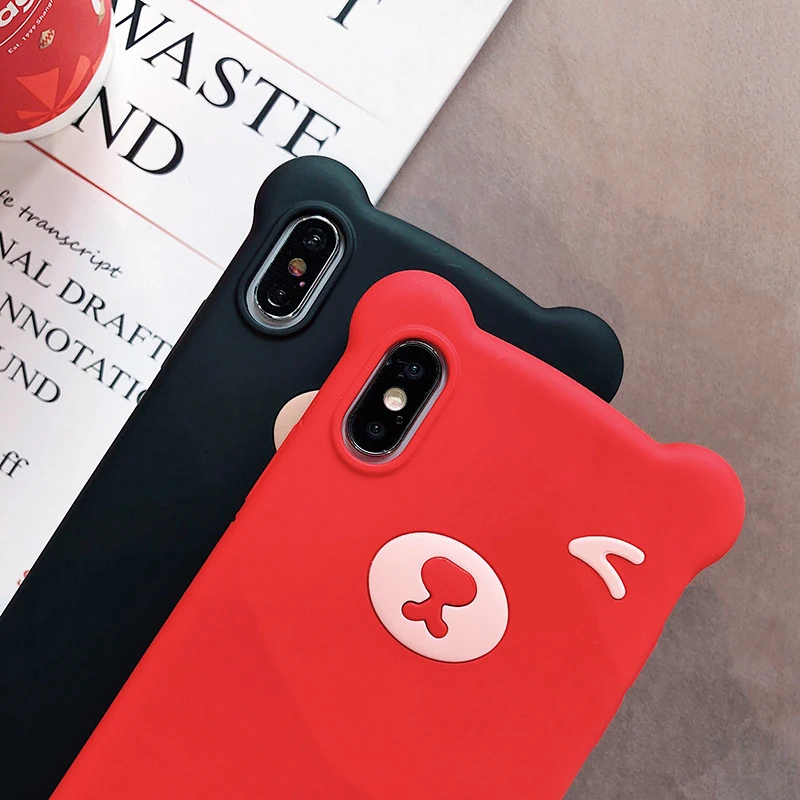Милый медведь чехол для телефона iPhone X/XR/XS MAX Мягкий силиконовый с ремешком