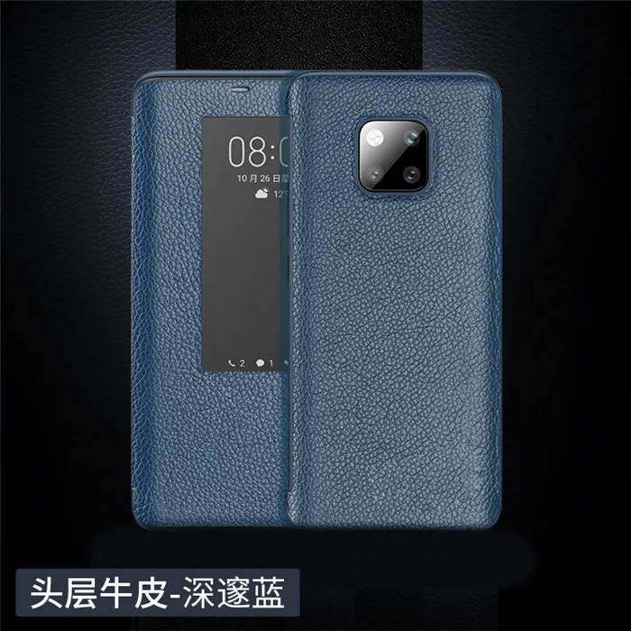 Для huawei mate 20 Pro Чехол с откидной крышкой из коровьей кожи чехол для huawei mate 20X10 Pro Porsche дизайнерский чехол из натуральной кожи - Цвет: Синий