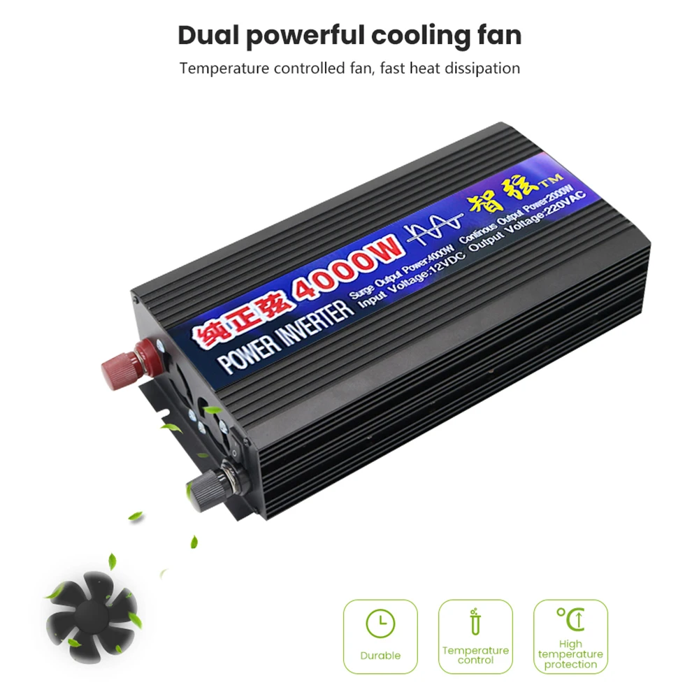 SUNYIMA 4000 Вт DC12V/24 В/48 В к ac220в Чистая синусоида Инвертор двойной цифровой дисплей конвертер для бытовой преобразователь питания